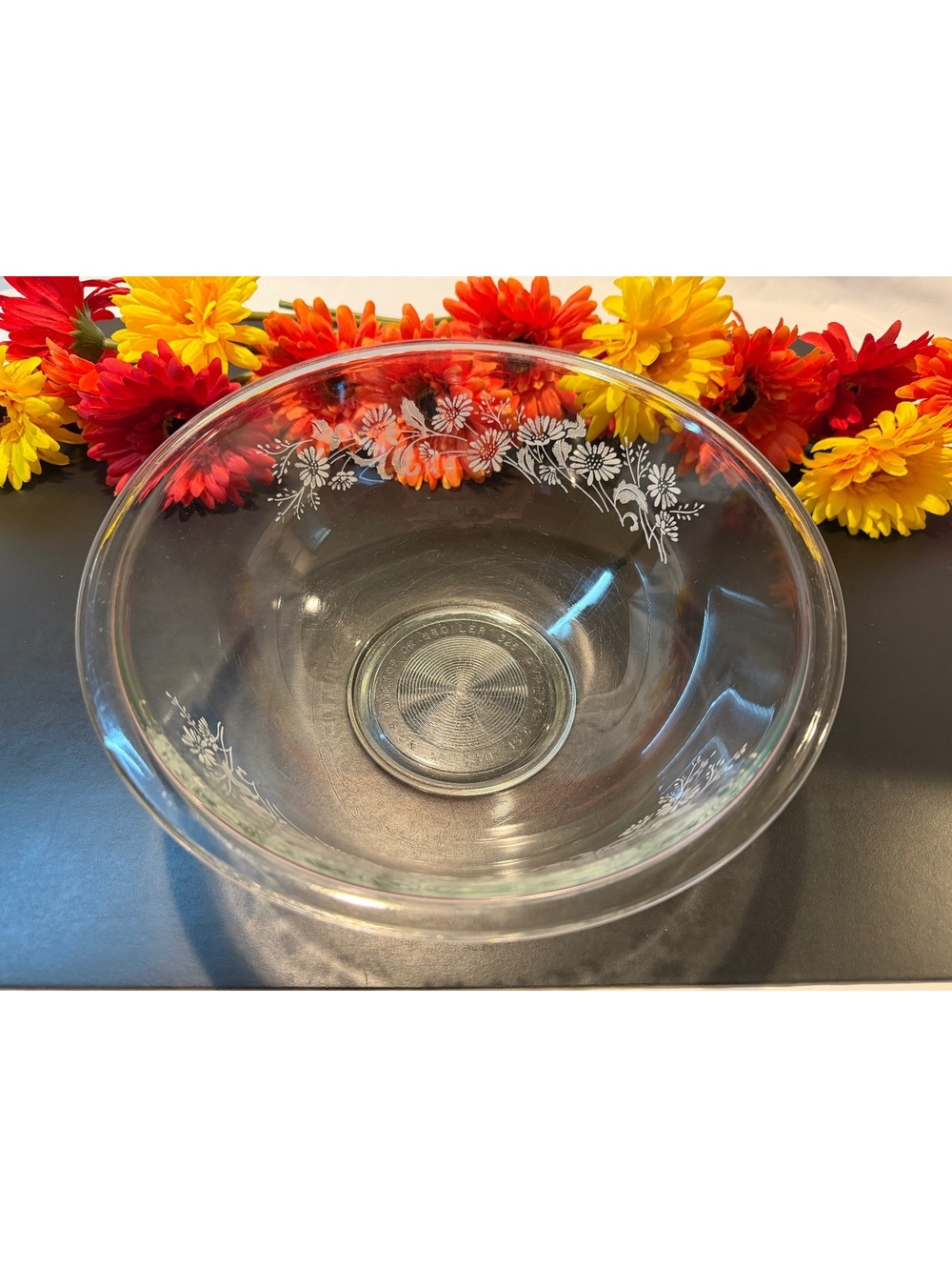 Vintage Pyrex 325 Colonial Mist White Lace Clear Glass Bowl 2.5L